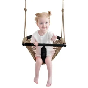 2-in-1 Toddler Swing in Light Brown