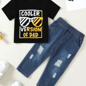 Toddler Boy Shirt Short Sleeve & Jeans Pants Set
