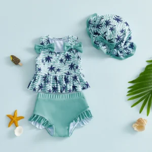 Girls Floral Print Sleeveless Ruffled Top and Shorts Set