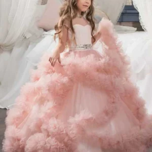 Girls Blush Pink Dress With Large Back Bow