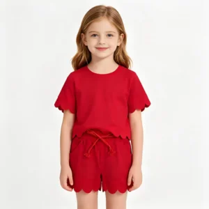 Girls Short Sleeve Top and Scallop Shorts