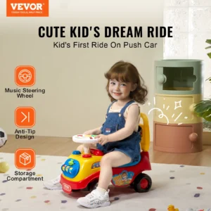 Toddler Ride On Push Car with Musical Steering Wheel