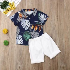 Summer Boys Cotton Print T-Shirt and Shorts Set