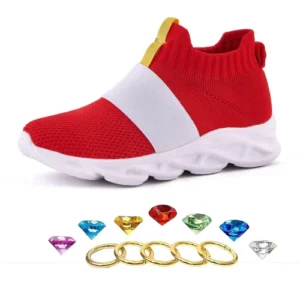 Red Tennis Shoes for Kids with rings and gems