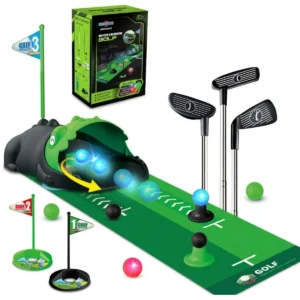 Kids Toy Golf Set w/ Auto Returner & Night Light Golf Balls