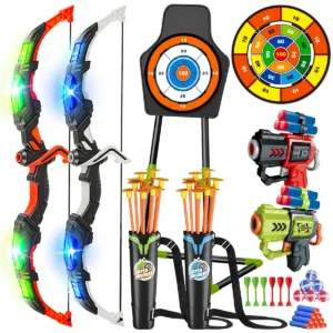 Bow Arrow + Guns Kids Night-Light Suction Cup Archery Set (x2)