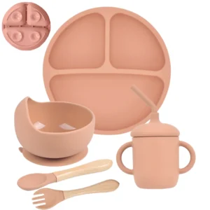 5Pcs/Set Soft Silicone Non-slip Dinnerware Set