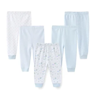5-Piece 100% Cotton Baby Pants Set – Cute Printed & Solid Everyday Trousers