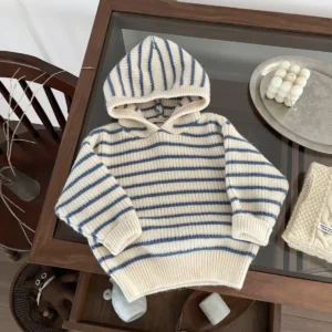 Cozy Striped Knit Baby Romper – Soft & Warm Unisex Winter Outfit